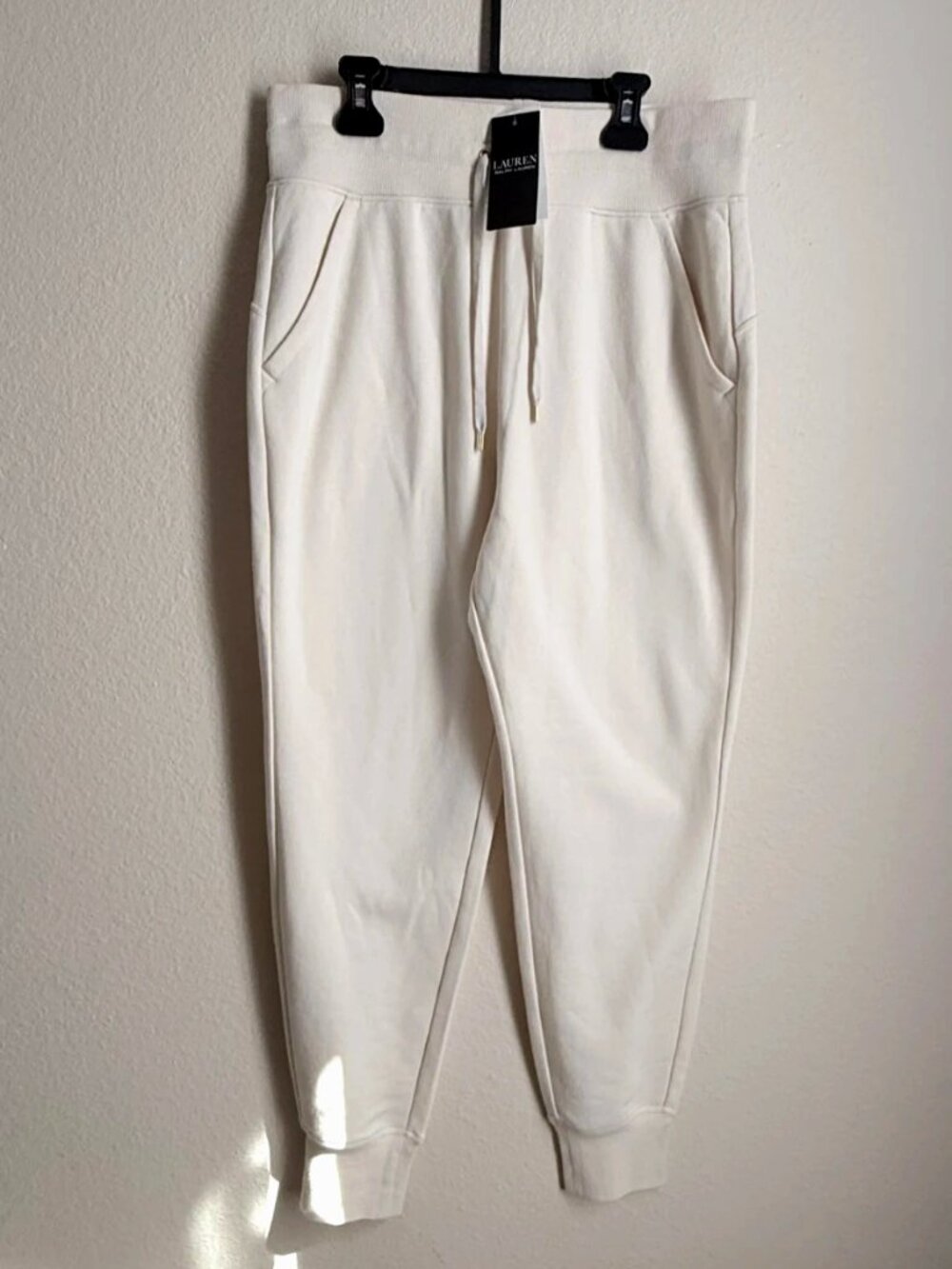 Lauren Ralph Lauren Women's Cream Joggers Sweatpants Fleece Size M NWT